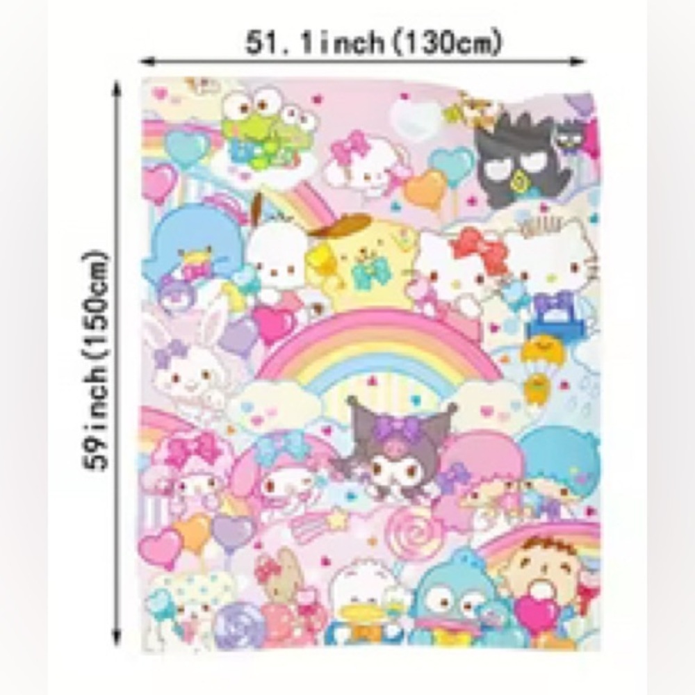 Sanrio Hello Kitty and Friends soft and cozy throw blanket 51”x59” New